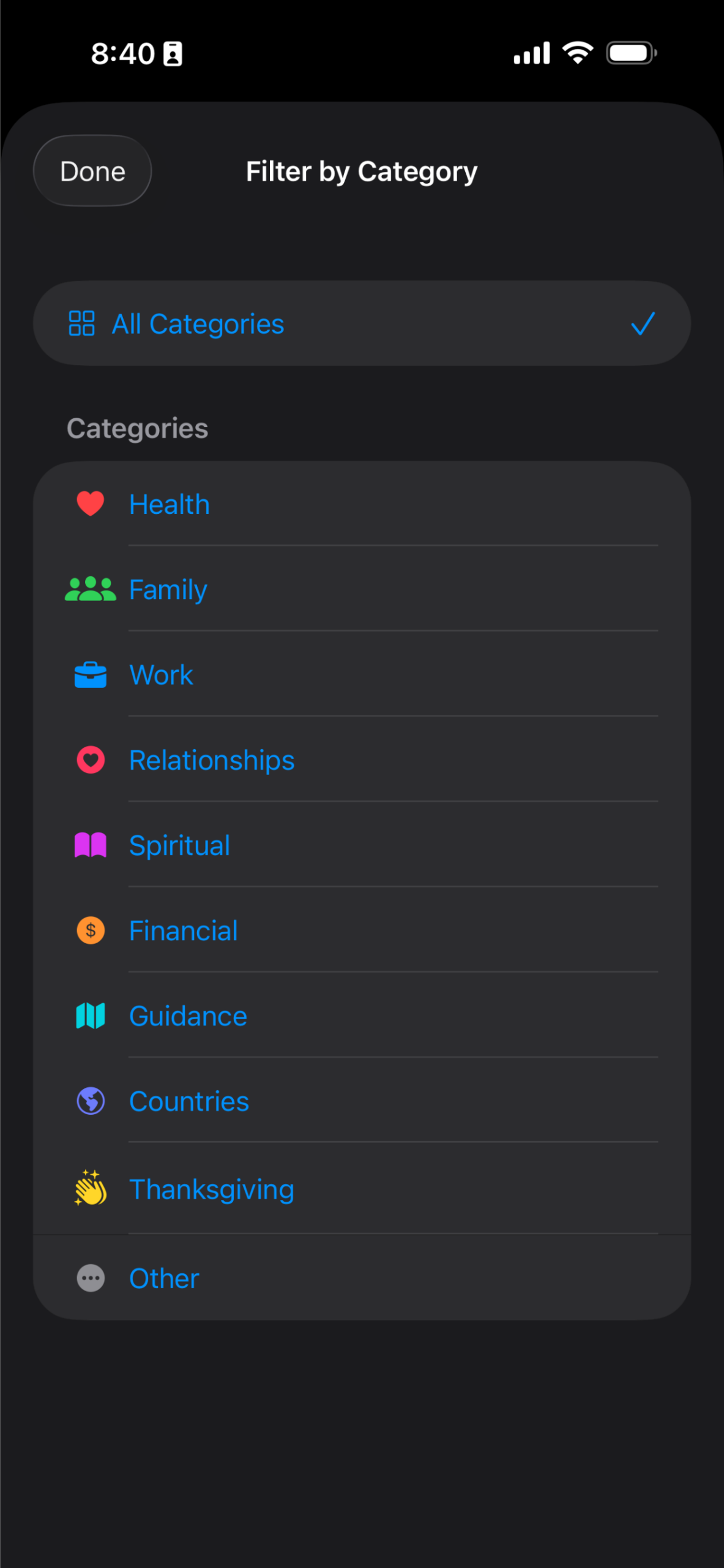The Global Prayer Chain — Filter by category